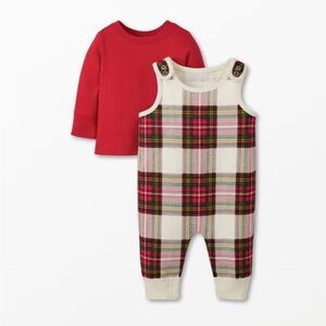 Hanna Andersson Plaid Overalls with Red Shirt